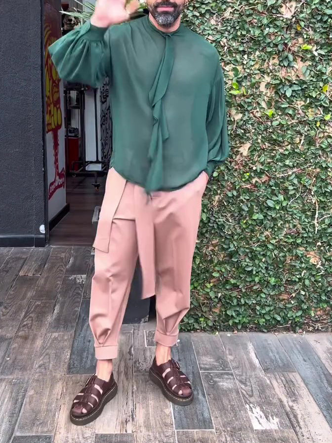 Men's Elegant Ruffled Long Sleeve Shirt